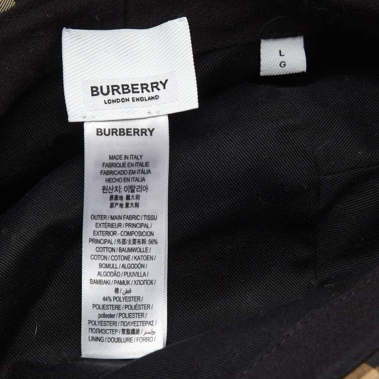 Pre Owned Burberry Brown Checks Cotton Blend Bucket Hat L