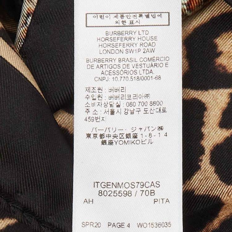 Pre Owned Burberry Beige Leopard & Snake Print Silk Checkered Scarf
