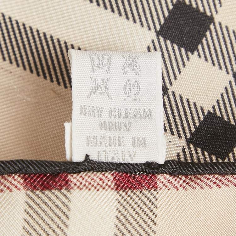 Pre Owned Burberry Beige Checked Silk Scarf