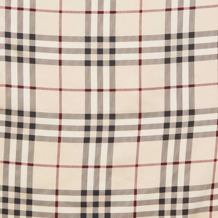 Pre Owned Burberry Beige Checked Silk Scarf