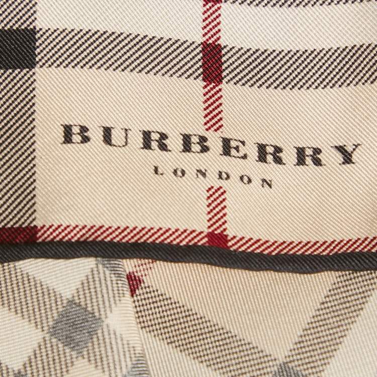 Pre Owned Burberry Beige Checked Silk Scarf