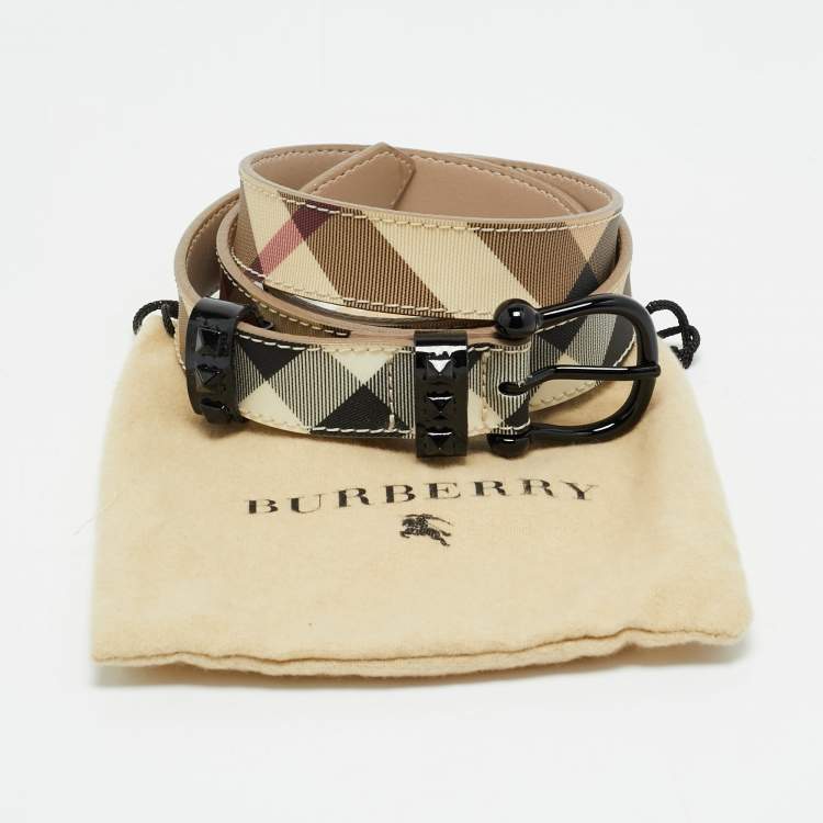 Pre Owned Burberry Beige Nova Check Coated Canvas Buckle Belt 100CM