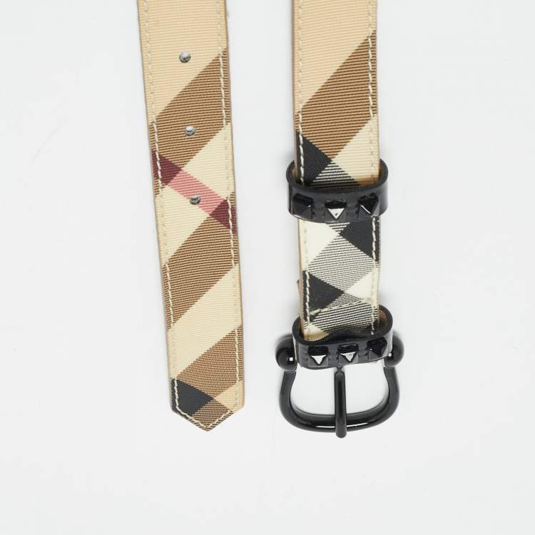 Pre Owned Burberry Beige Nova Check Coated Canvas Buckle Belt 100CM