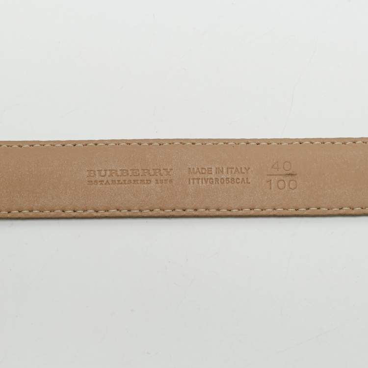 Pre Owned Burberry Beige Nova Check Coated Canvas Buckle Belt 100CM