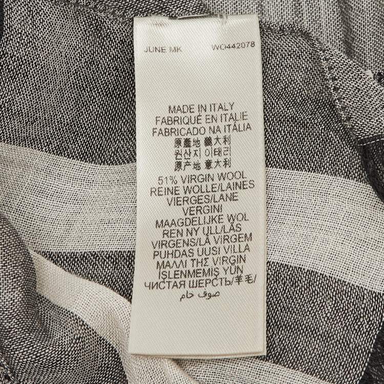 Pre Owned Burberry Black/Cream Checked Wool & Silk Stole 