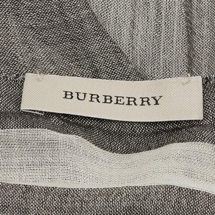 Pre Owned Burberry Black/Cream Checked Wool & Silk Stole 