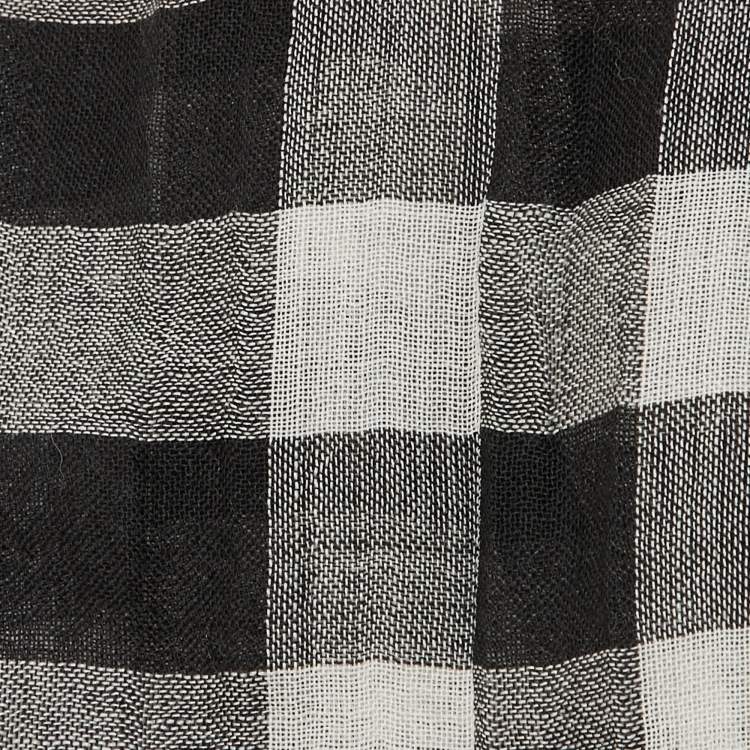 Pre Owned Burberry Black/Cream Checked Wool & Silk Stole 