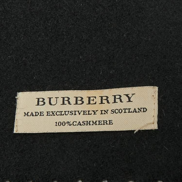 Pre Owned Burberry Black Logo Embroidered Cashmere Stole