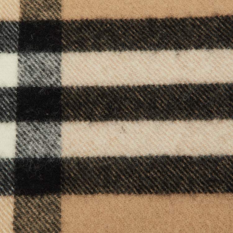 Pre Owned Burberry Brown House Check Merino Wool & Cashmere Infinity Scarf