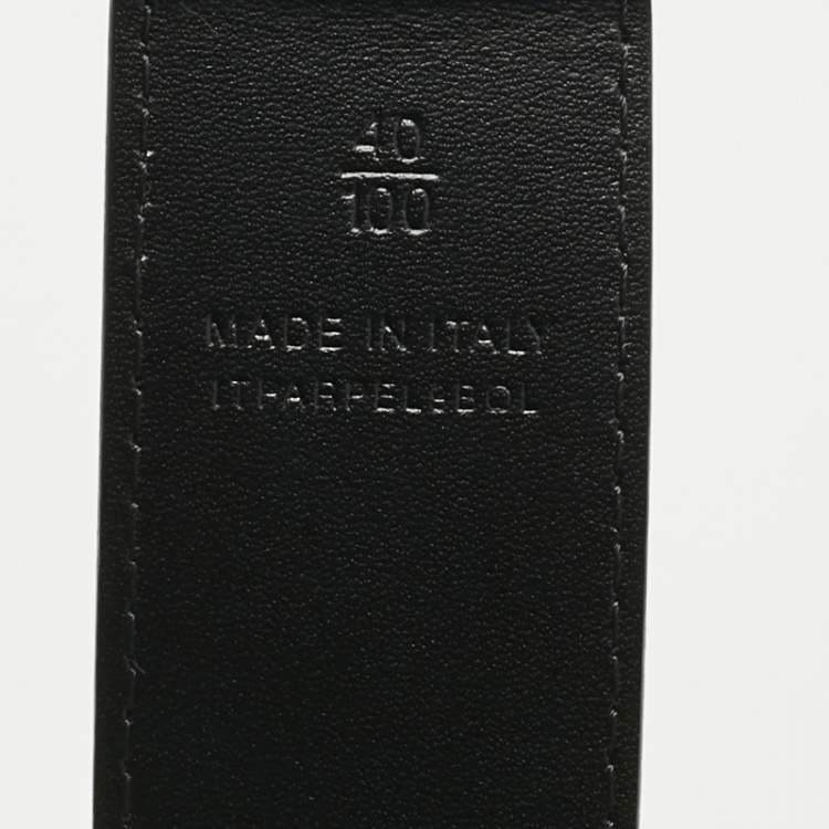 Pre Owned Burberry Dark Charcoal Check Coated Canvas Logo Plaque Buckle Belt 100 CM