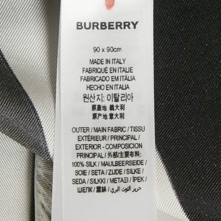 Pre Owned Burberry Black Gorilla Print Silk Square Scarf 