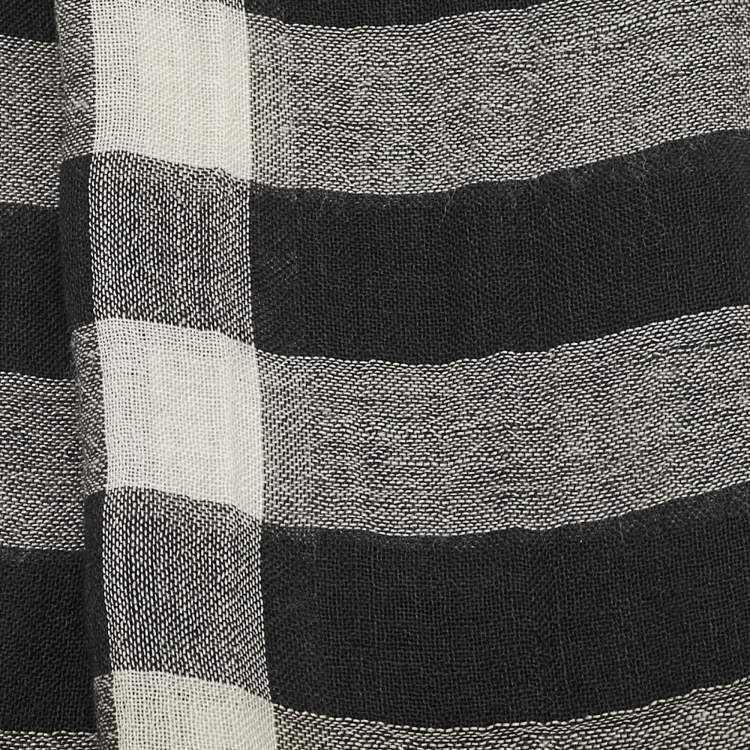 Pre Owned Burberry Monochrome Checked Silk Blend Stole 