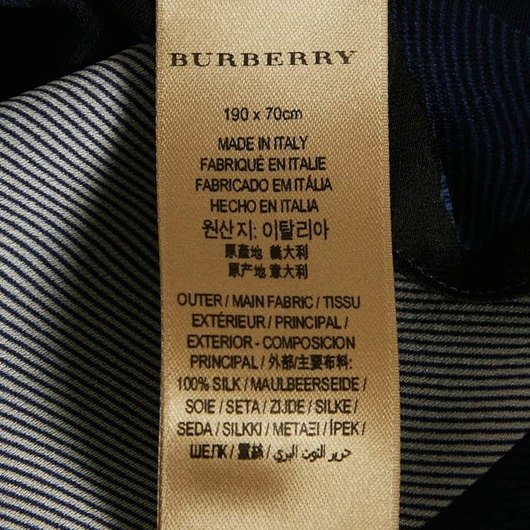 Pre Owned Burberry Blue Checks Silk Scarf 