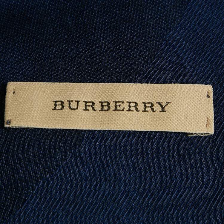Pre Owned Burberry Blue Checks Silk Scarf 