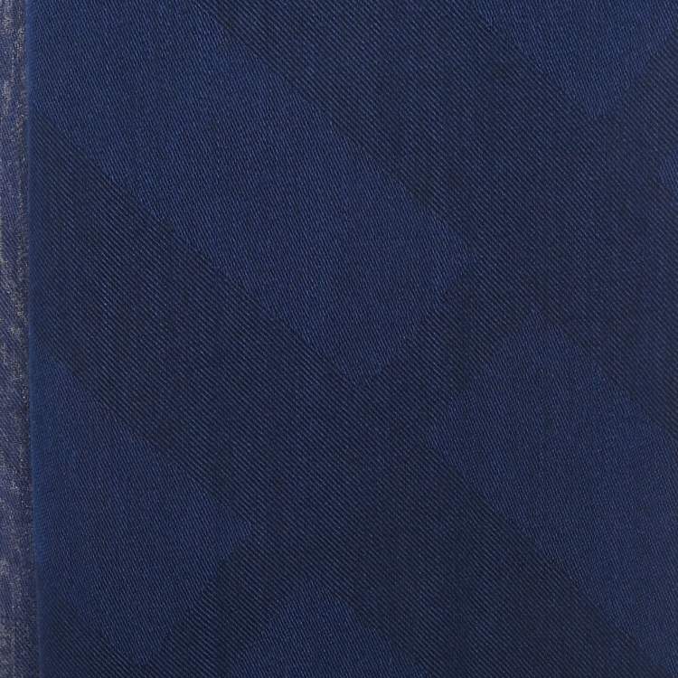 Pre Owned Burberry Blue Checks Silk Scarf 