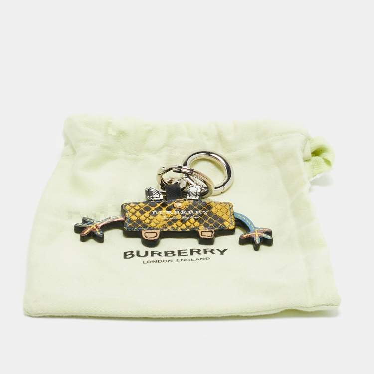 Pre Owned Burberry Yellow Snakeskin Embossed Studded Monster Bag Charm