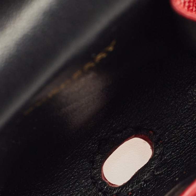 Pre Owned Burberry Red Leather TB Logo Airpod Case