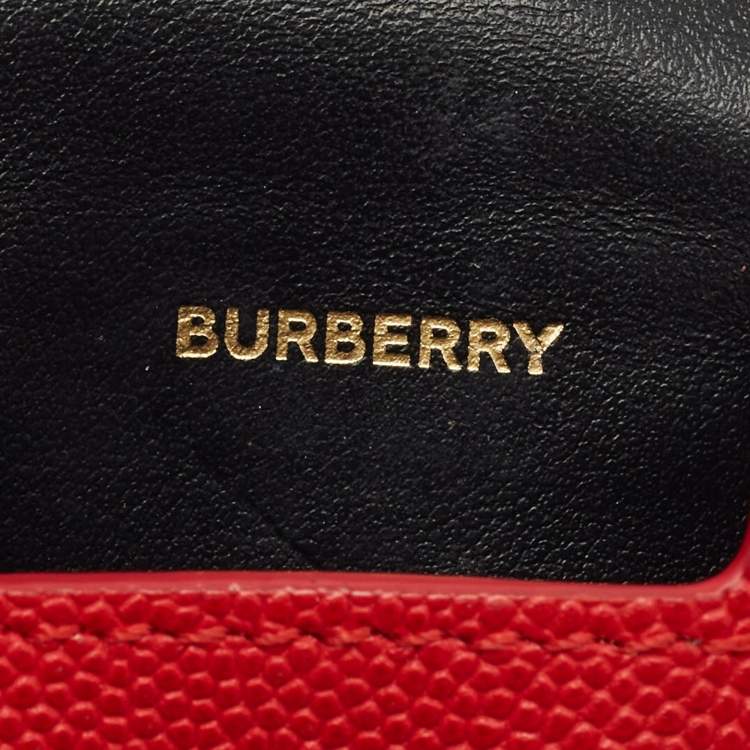 Pre Owned Burberry Red Leather TB Logo Airpod Case