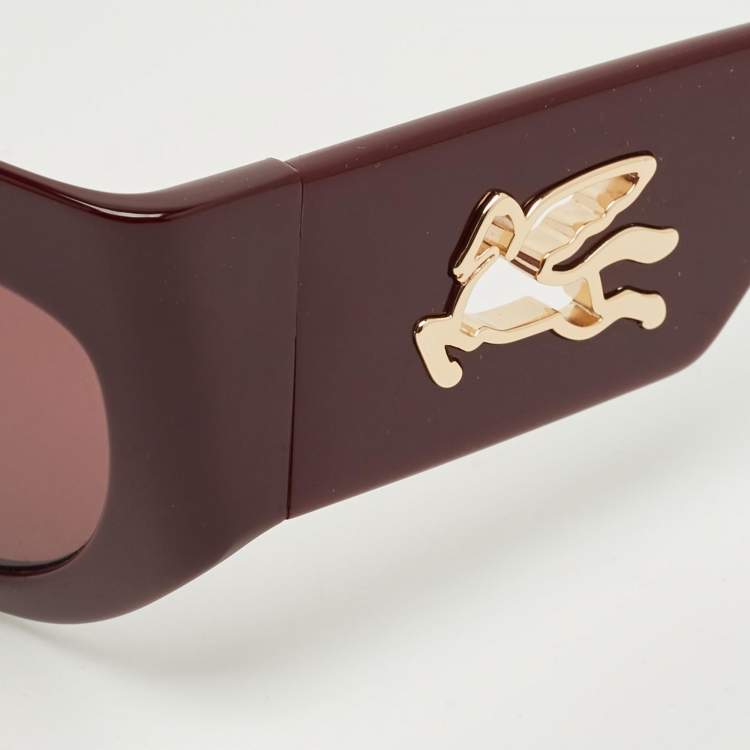 Pre Owned Burberry Etro Burgundy 0074/G/S Cat Eye Sunglasses