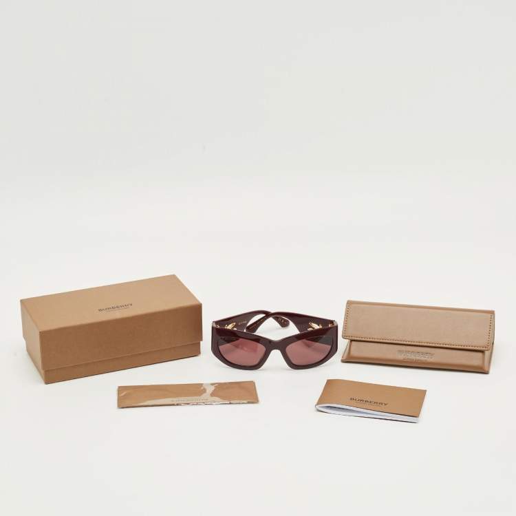 Pre Owned Burberry Etro Burgundy 0074/G/S Cat Eye Sunglasses