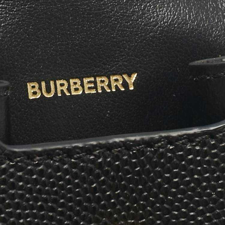 Pre Owned Burberry Black Leather TB Logo AirPods Case