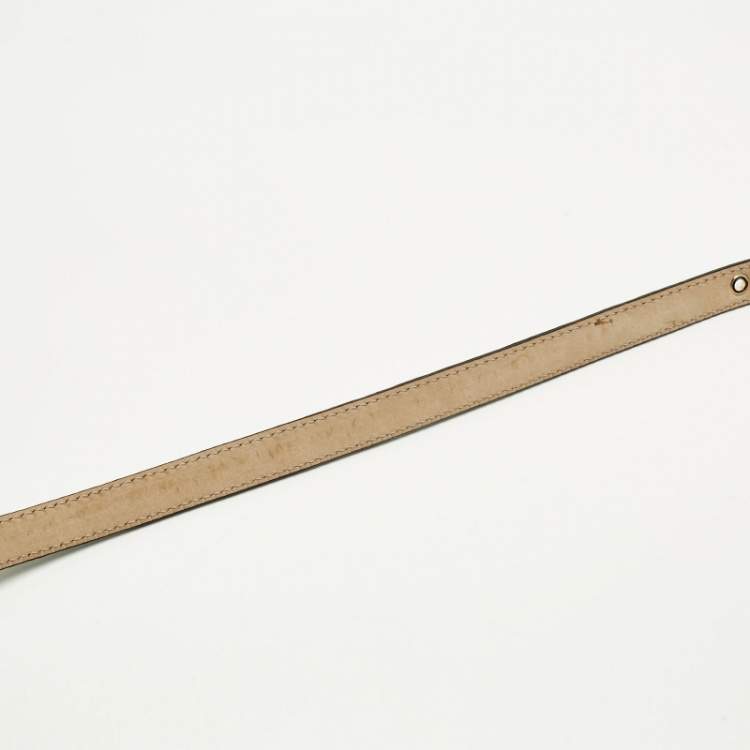 Pre Owned Burberry Blue Leather Studded Slim Buckle Belt 85CM