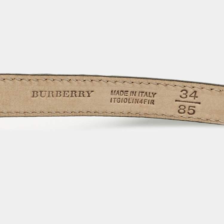 Pre Owned Burberry Blue Leather Studded Slim Buckle Belt 85CM