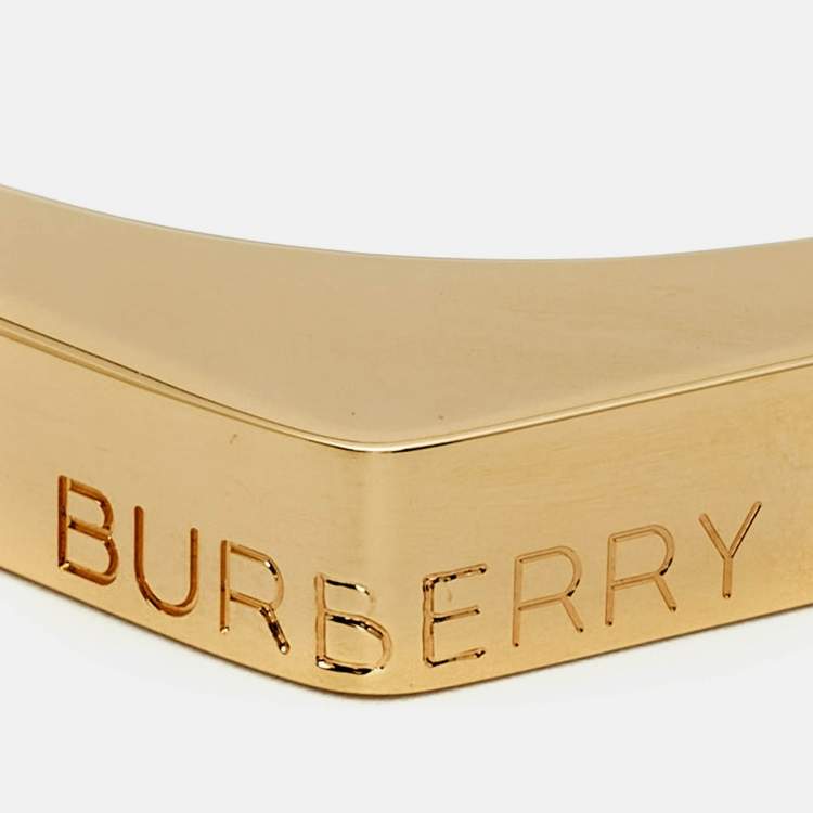 Pre Owned Burberry Gold tone Cuff Bracelet L