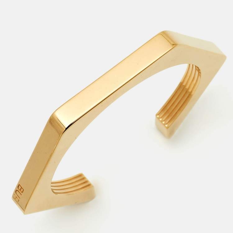Pre Owned Burberry Gold tone Cuff Bracelet L