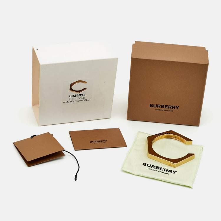 Pre Owned Burberry Gold tone Cuff Bracelet L