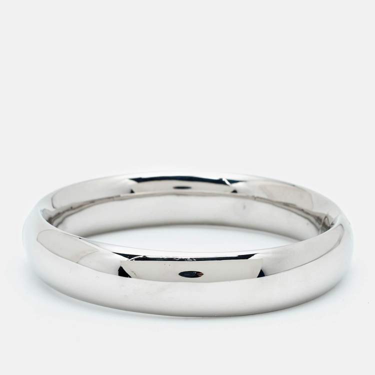 Pre Owned Burberry Silver Tone Bangle Bracelet