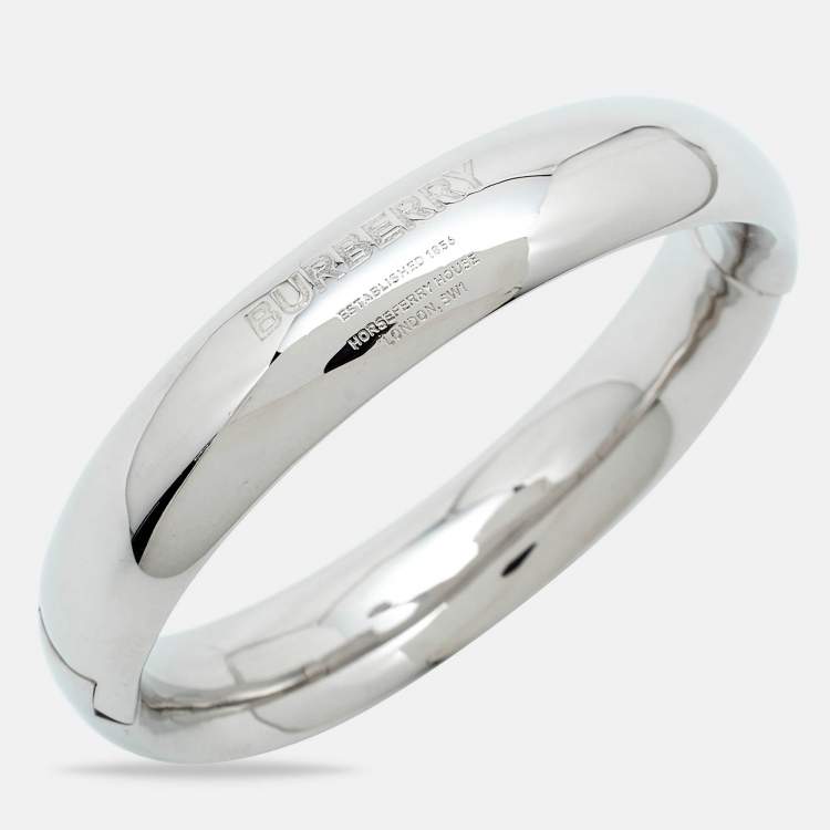Pre Owned Burberry Silver Tone Bangle Bracelet