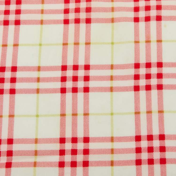 Pre Owned Burberry Pink Checked Cotton Neck/Hand Kerchief