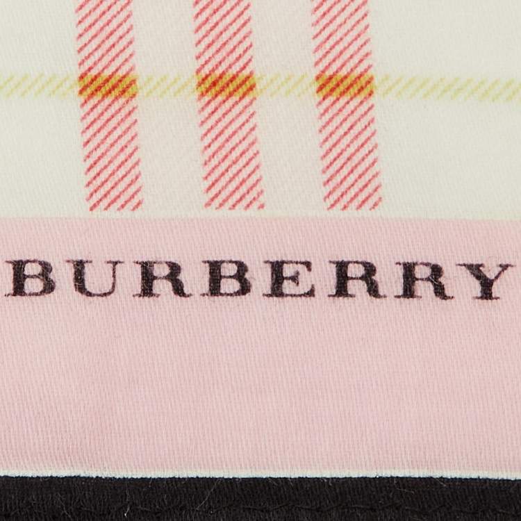 Pre Owned Burberry Pink Checked Cotton Neck/Hand Kerchief
