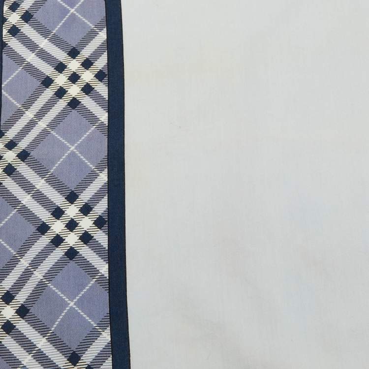 Pre Owned Burberry Blue Checked Cotton Handkerchief