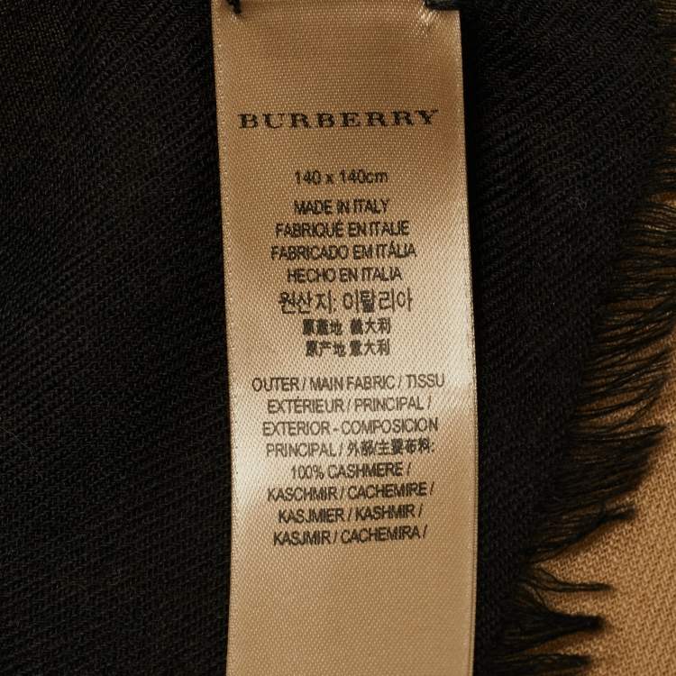 Pre Owned Burberry Beige/Black Printed Cashmere Square Scarf