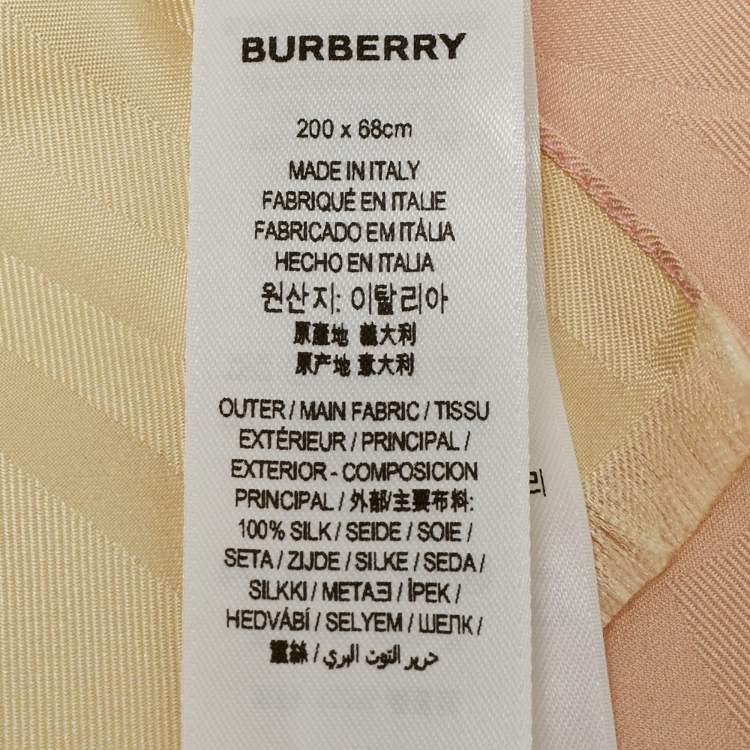 Pre Owned Burberry Pink Monogram Jacquard Silk Stole 