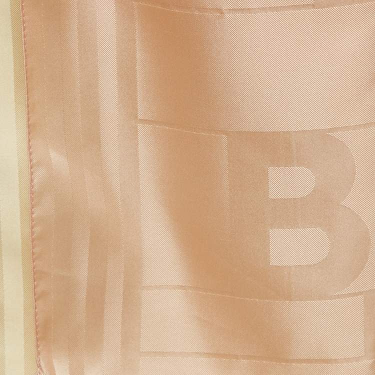 Pre Owned Burberry Pink Monogram Jacquard Silk Stole 