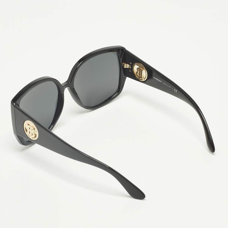 Pre Owned Burberry Black B 4290 TB Oversized Sunglasses