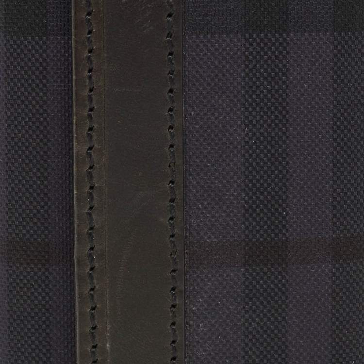 Pre Owned Burberry 6 Key Case Holder Black/Navy Blue Haymarket Nylon and Leather