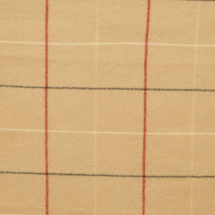 Pre Owned Burberry Beige Checks Wool Fringed Scarf 