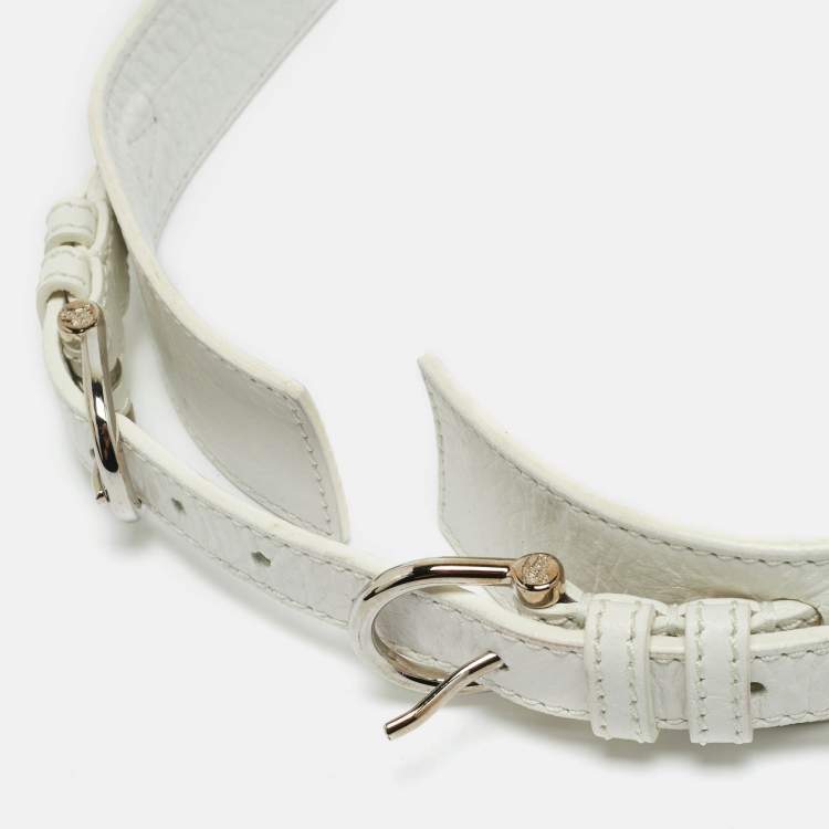 Pre Owned Burberry 100 CM Buckle Belt White Leather
