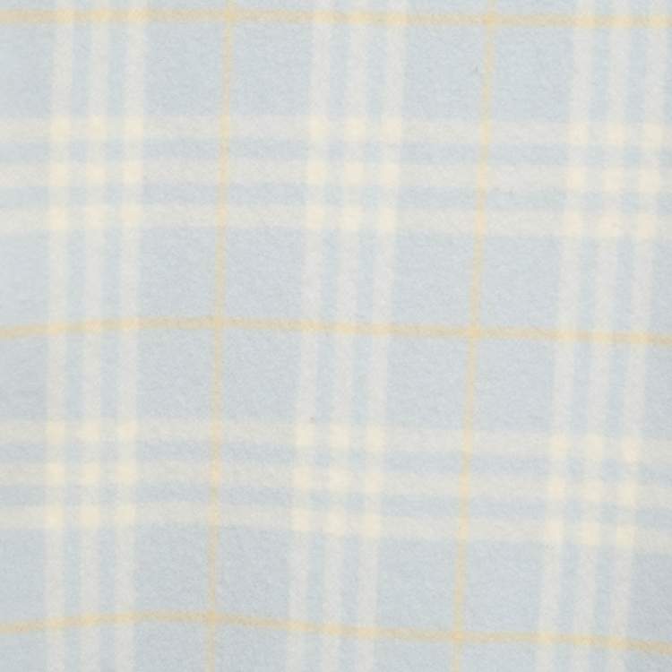 Pre Owned Burberry Blue Checked Wool Fringed Scarf