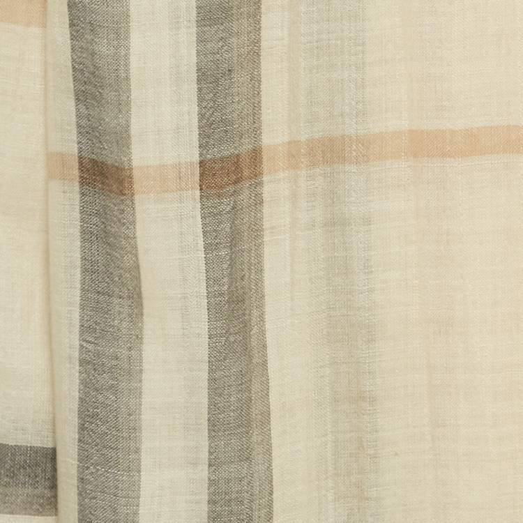 مملوكة مسبقًا Burberry Beige Checked Silk Scarf