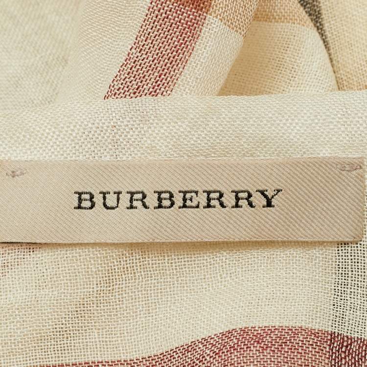مملوكة مسبقًا Burberry Beige Checked Silk Scarf