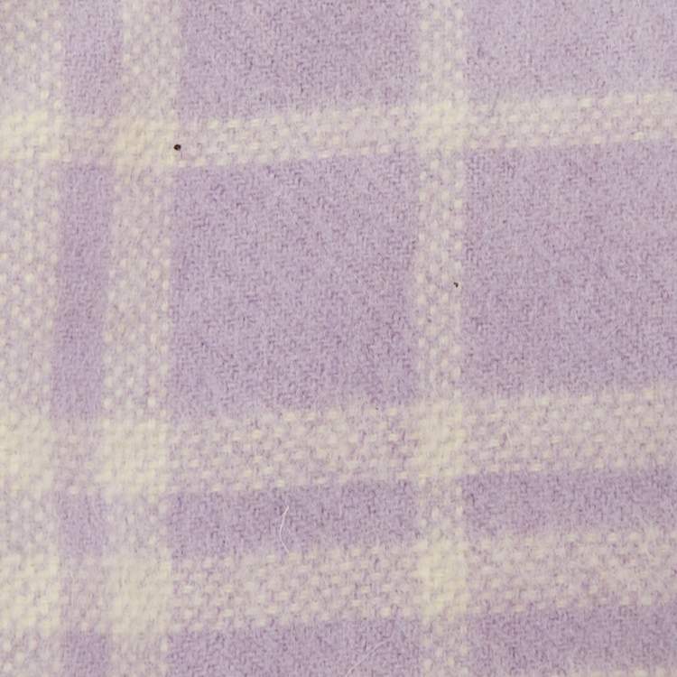 Pre Owned Burberry Vintage Lilac Checked Cashmere Fringed Scarf