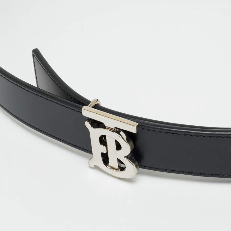 مملوكة مسبقًا Burberry TB S Buckle Belt Black Leather