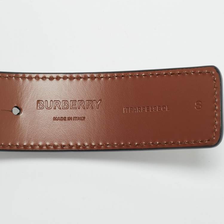 مملوكة مسبقًا Burberry TB S Buckle Belt Black Leather