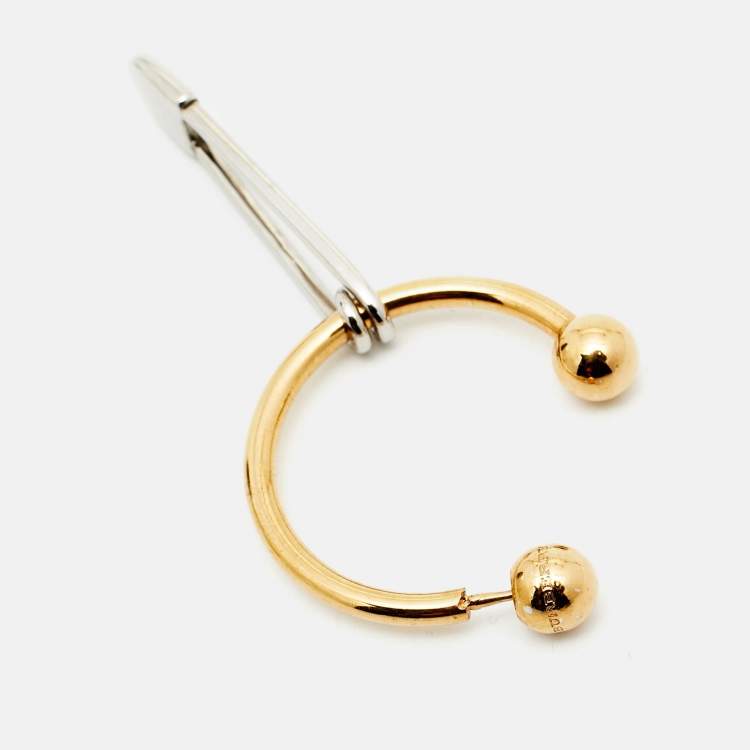 مملوكة مسبقًا Burberry Kilt Pin Two Tone Metal Tube Hoop Earrings