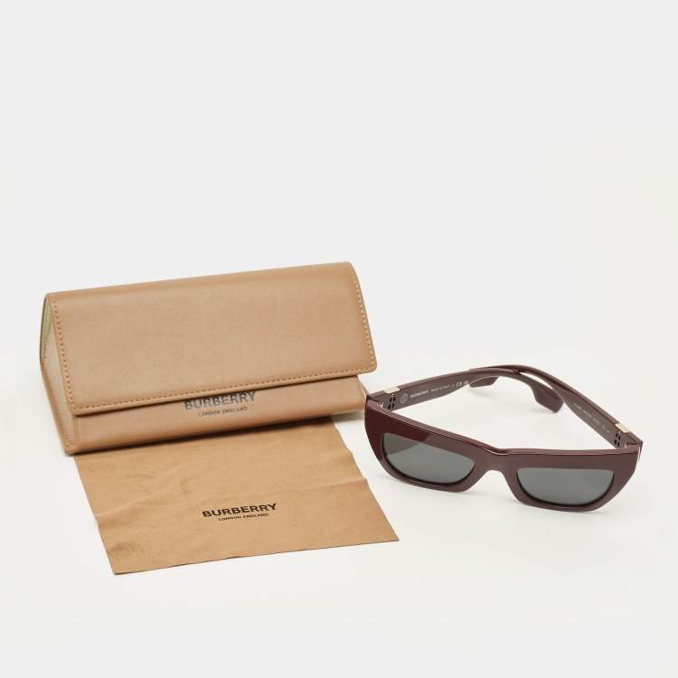 Pre Owned Burberry Burgundy  B 4405 Cat Eye Sunglasses